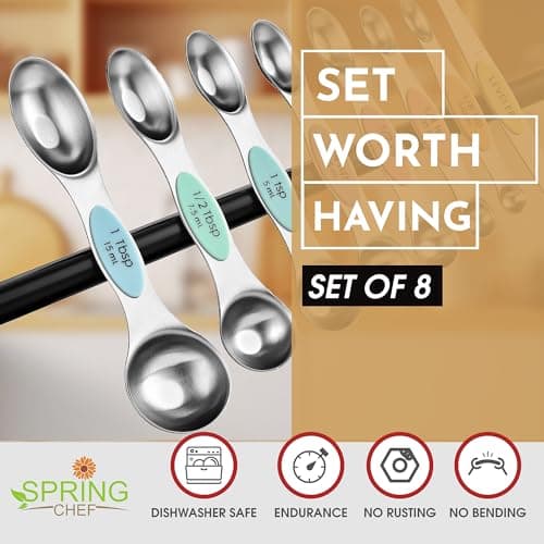 Spring Chef Magnetic Measuring Spoons Set of 8 with Leveler thumbnail 2