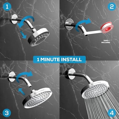 SparkPod Shower Head - High Pressure Rain (6 Inch Round) thumbnail 3