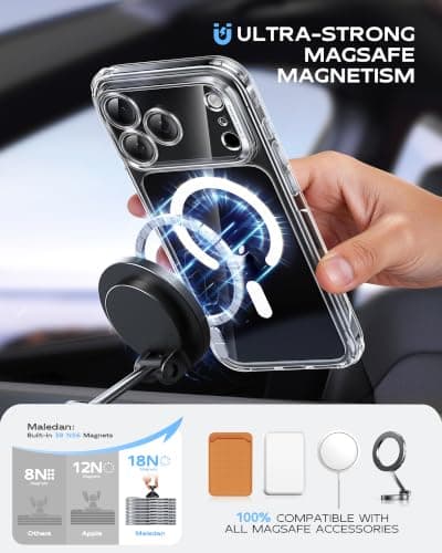 Maledan for iPhone 18 Pro Max Case Crystal Clear, Full Camera Protection, MagSafe thumbnail 4