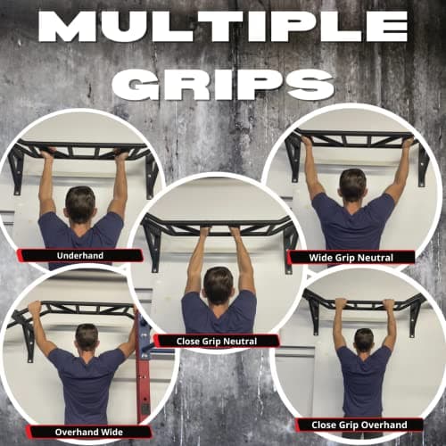 Gronk Fitness Multi-Grip Wall Mounted Pull-Up Bar thumbnail 2