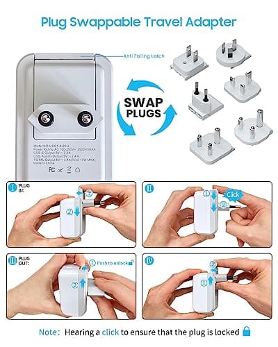 VINTAR Universal Travel Adapter Kit (Detachable Plugs, 3 USB-C + 2 USB-A) thumbnail 5