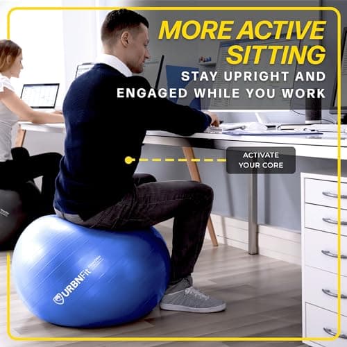 URBNFit Exercise Ball – Anti-Burst Yoga Ball with Pump thumbnail 5