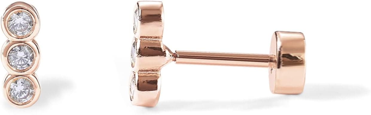 PAVOI 14K Gold Plated Solid 925 Sterling Silver Post CZ Flat Back Earrings - image 1