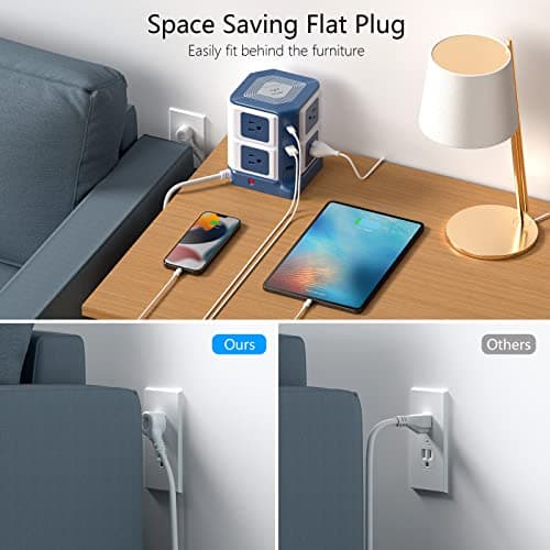 Bestek 8-Outlet Surge Protector Power Strip (2 USB, 6ft) thumbnail 5