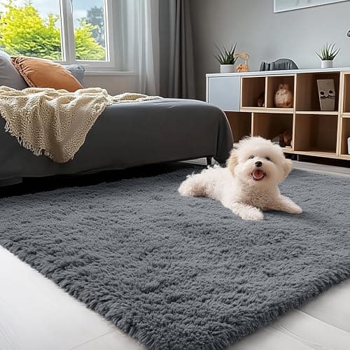 OLANLY Soft Fluffy Shaggy Area Rug (9x12, Ivory) thumbnail 3