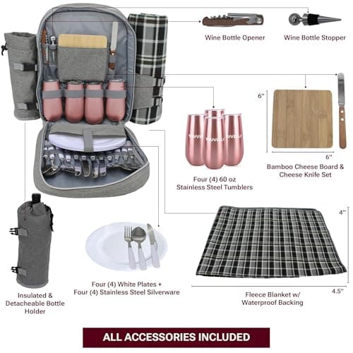 Truvelli Picnic Backpack for 2 with Blanket - 12-in-1 Insulated Set thumbnail 4
