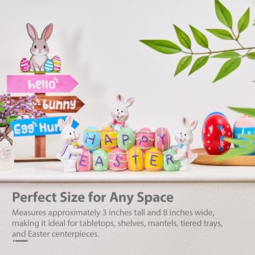 yumhum 3 Bunny Holding Eggs Easter Figurine Centerpiece thumbnail 3