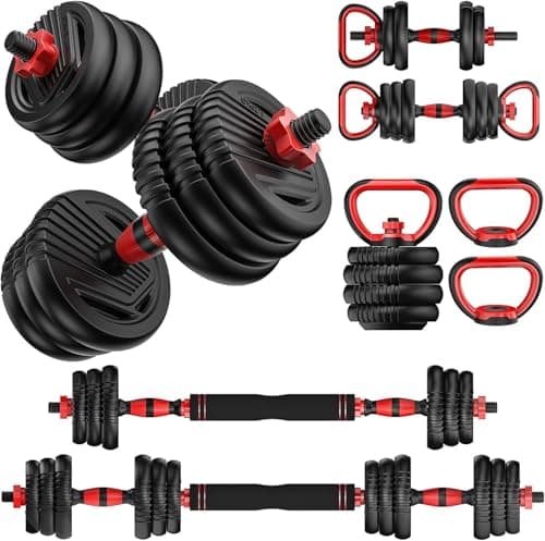 UNNMIIY Adjustable Dumbbells, 20/30/45/70/90lbs Free Weight Set with Connector