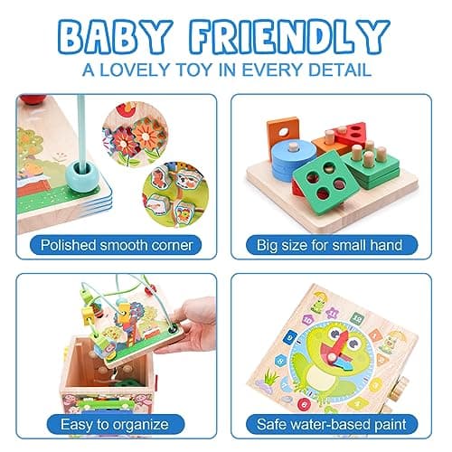 TOP BRIGHT Montessori Wooden Activity Cube for 1 Year Old thumbnail 3