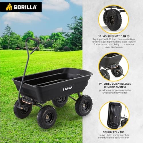 Gorilla Carts GOR4PS Poly Garden Dump Cart thumbnail 3