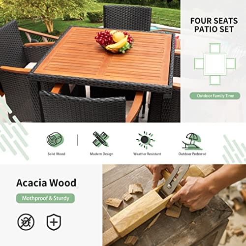 Flamaker 4-Piece Wicker Patio Dining Set thumbnail 5