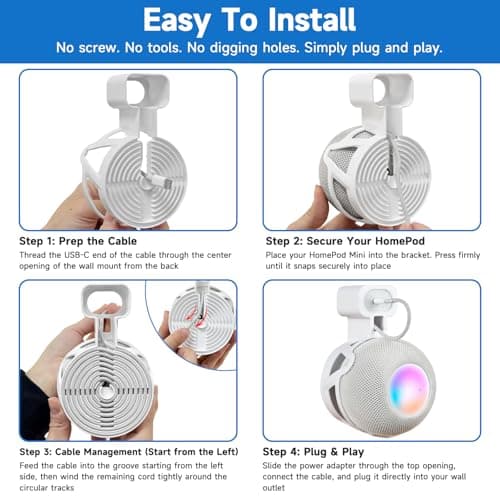 CUHIOY Outlet Wall Mount Holder for HomePod mini Speaker, White thumbnail 5