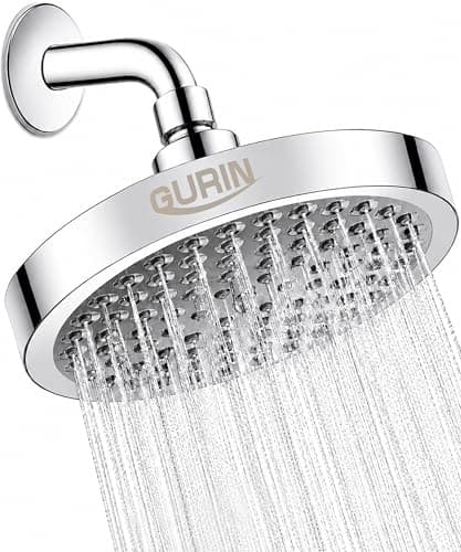 GURIN Shower Head - Powerful High Pressure Rain Shower Head 6 Inch Rainfall Showerhead with Adjustable Angles