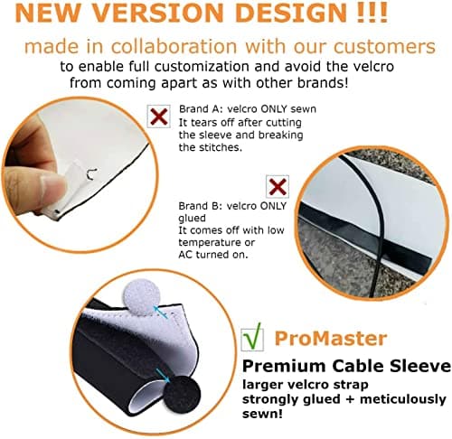 Premium 63-Inch Neoprene Cable Management Sleeve, Black/White Reversible thumbnail 3