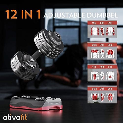 ATIVAFIT Adjustable Dumbbell Fitness Dial Dumbbell (Single, 71.5 lbs) thumbnail 5