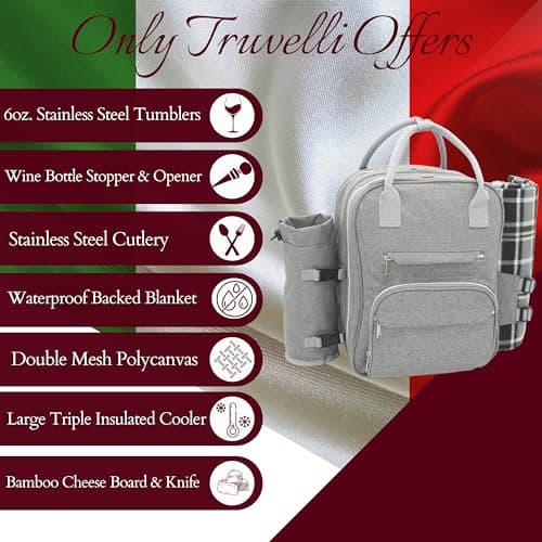 Truvelli Picnic Backpack for 2 with Blanket - 12-in-1 Insulated Set thumbnail 3