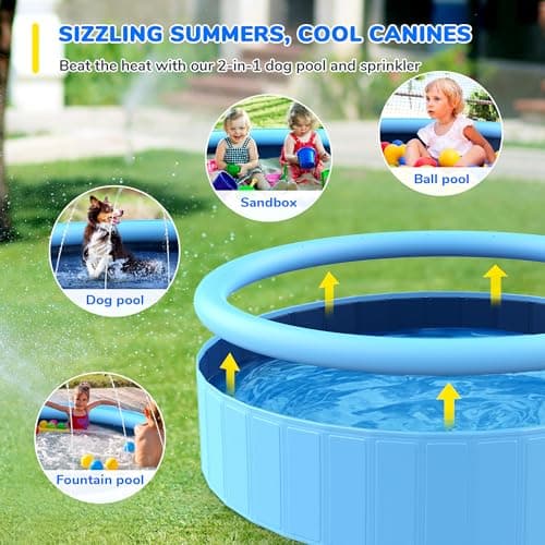 Bilibara Foldable Dog Pool with Sprinkler (63 Inch) thumbnail 2