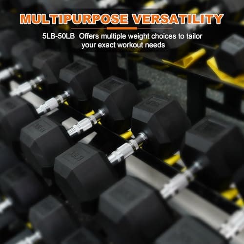 Yes4All 10-150 LBS Rubber Encased Hex Dumbbell Set thumbnail 4