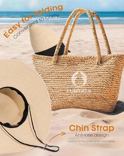 FURTALK Women's Wide Brim Straw Sun Hat thumbnail 4