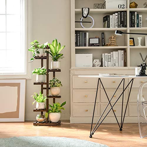 Mkono Wood 6-Tier Ladder Plant Stand — 7 Potted Multi-tier Display Rack thumbnail 2