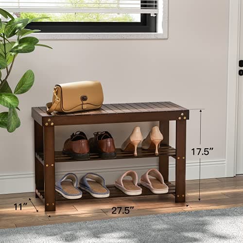 Pipishell 3-Tier Bamboo Shoe Rack Bench thumbnail 3