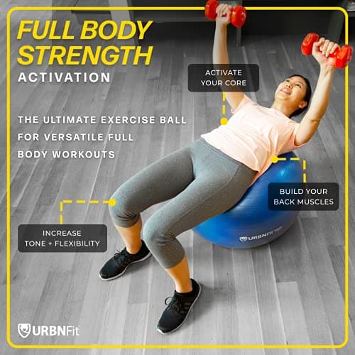 URBNFit Exercise Ball – Anti-Burst Yoga Ball with Pump thumbnail 3