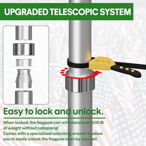 Anley 25ft Heavy Duty Telescoping Flag Pole Kit thumbnail 4