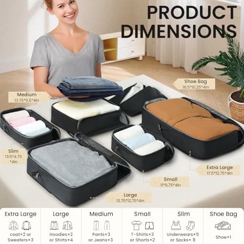 Bagail 6-Set Compression Packing Cubes thumbnail 2