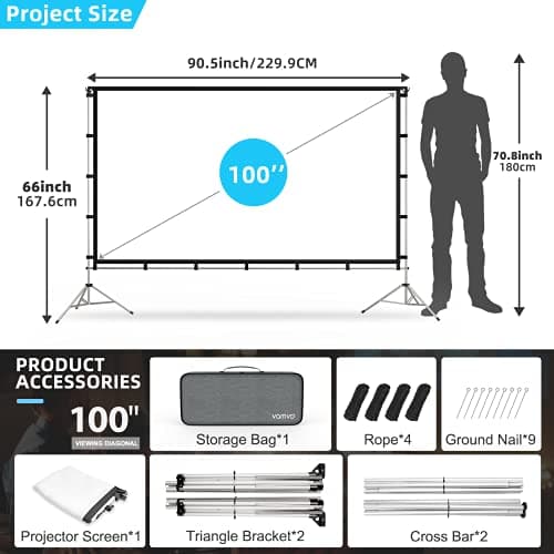 Vamvo 100-inch Outdoor Projector Screen thumbnail 4