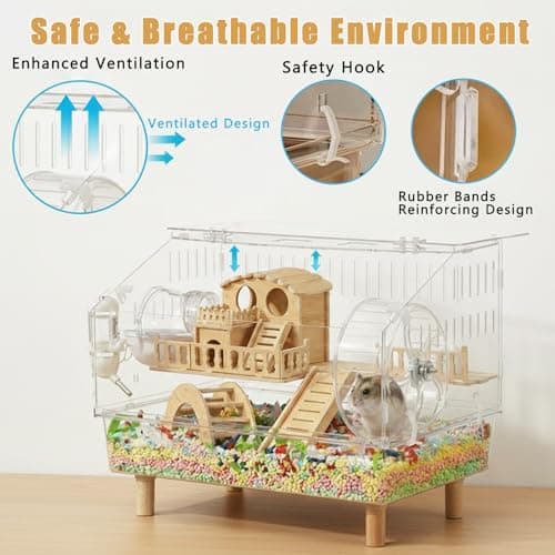 WflamaS Chew-Resistant Acrylic Hamster Cage with Accessories thumbnail 5