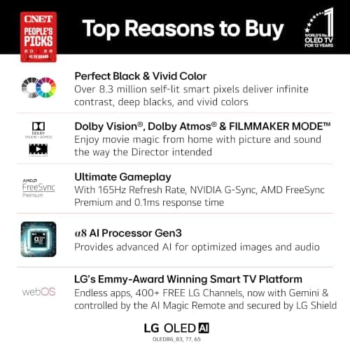 LG 65-Inch OLED AI 4K B6 Series Smart TV, 2026 Model thumbnail 3