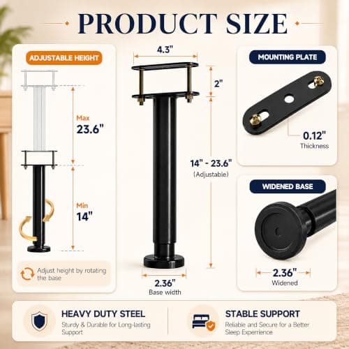 Kings Brace Heavy Duty Steel Bed Risers (4-Pack) thumbnail 2