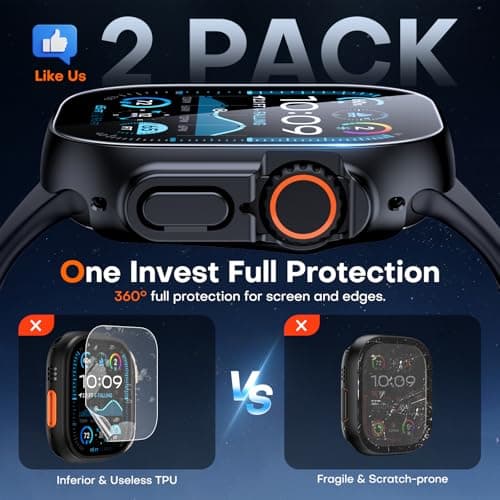 TAURI 2 Pack Hard Case for Apple Watch Ultra 49mm with Tempered Glass thumbnail 2