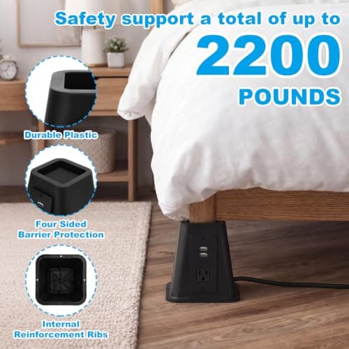 Kaboon Bed Risers with USB Ports and Power Outlets thumbnail 5