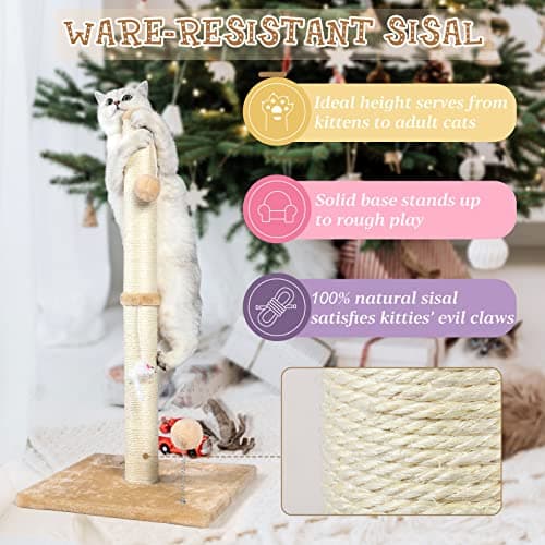 ANWA 32" 3-in-1 Cat Scratching Post with Toys thumbnail 5