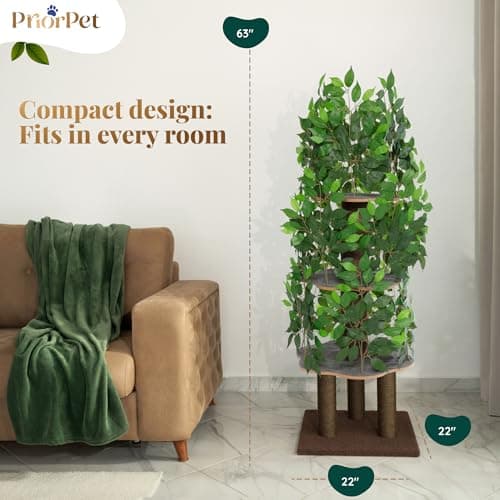 On2Pets Cat Tree with Leaves, 60-Inch thumbnail 2