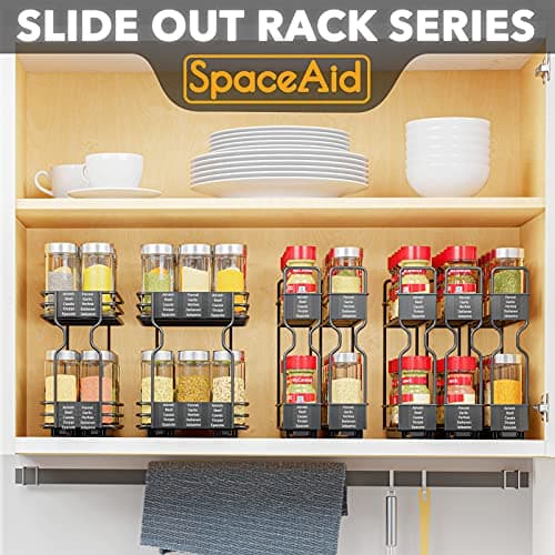 SpaceAid Pull Out Spice Rack Organizer for Cabinet (2-Tier, 2 Drawers) thumbnail 5