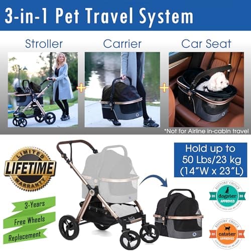 HPZ Pet Rover Prime 3-in-1 Luxury Dog Stroller thumbnail 2