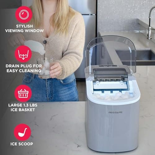 FRIGIDAIRE EFIC189-Silver Compact Ice Maker, 26 lb per Day, Silver thumbnail 3