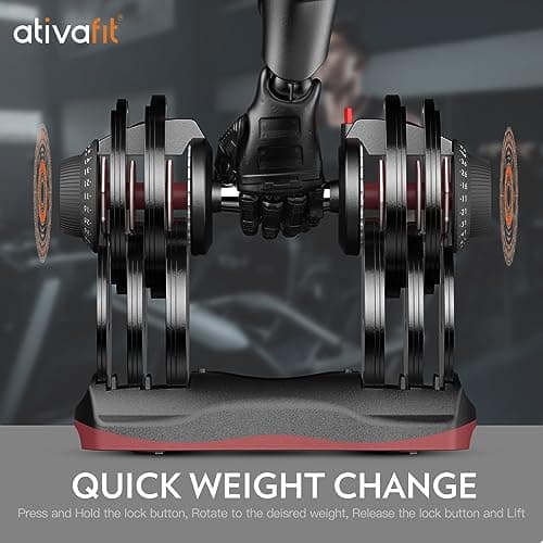 ATIVAFIT Adjustable Dumbbell Fitness Dial Dumbbell (Single, 71.5 lbs) thumbnail 4