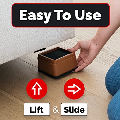 iPrimio Bed Risers 2" Lift, Heavy Duty for Dorm, Square, Brown, 4 Pack thumbnail 5