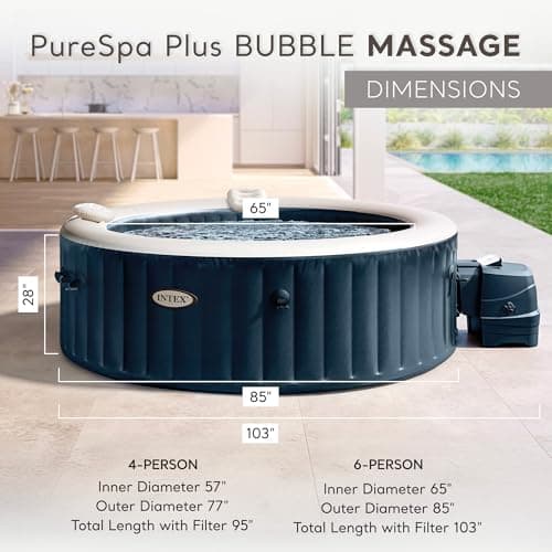 Intex PureSpa Plus 85in 6-Person Outdoor Portable Inflatable Hot Tub thumbnail 4