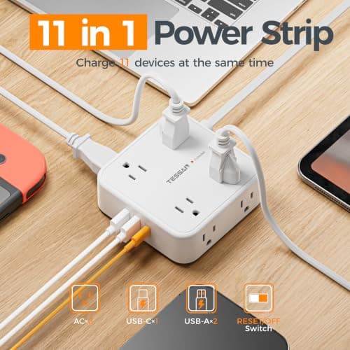 TESSAN Surge Protector Power Strip with 900J Surge Protection thumbnail 3