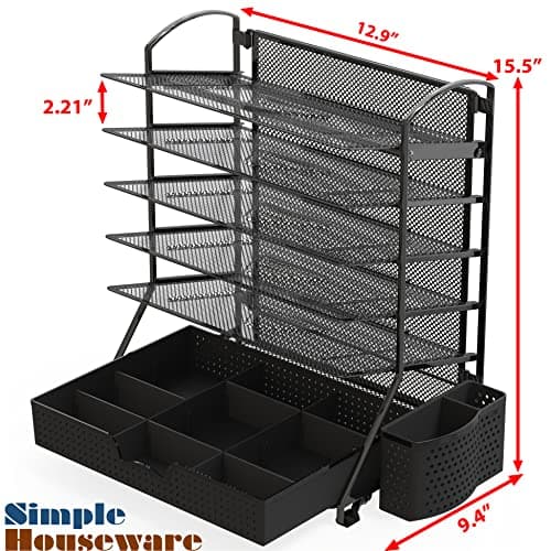 Simple Houseware 6-Tier Desk Document File Tray Organizer with Supplies Sliding Drawer thumbnail 2