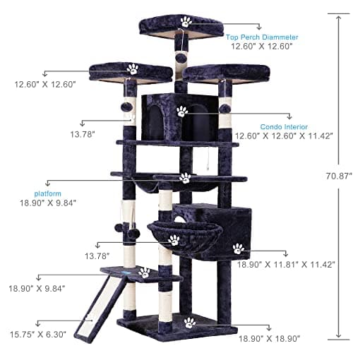 Hey-Brother 65-Inch Extra Large Cat Tree Condo thumbnail 2