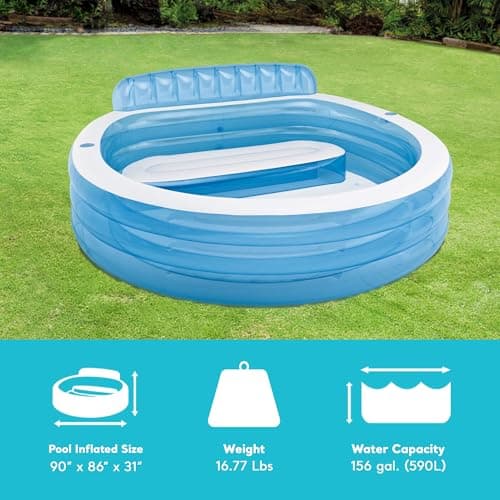 INTEX Swim Center Inflatable Family Lounge Pool with Built-In Bench thumbnail 4