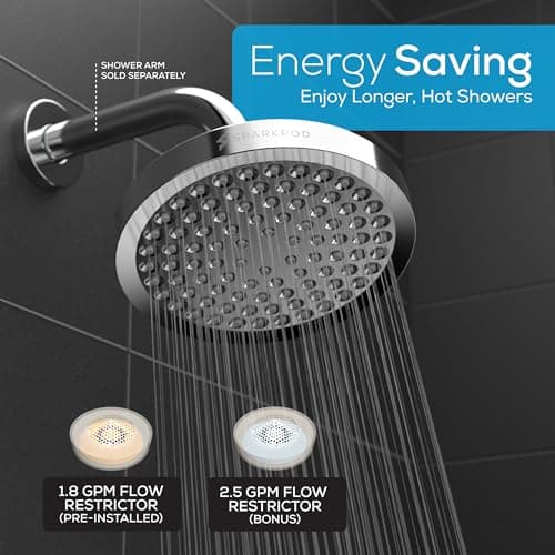 SparkPod Shower Head - High Pressure Rain (6 Inch Round) thumbnail 5