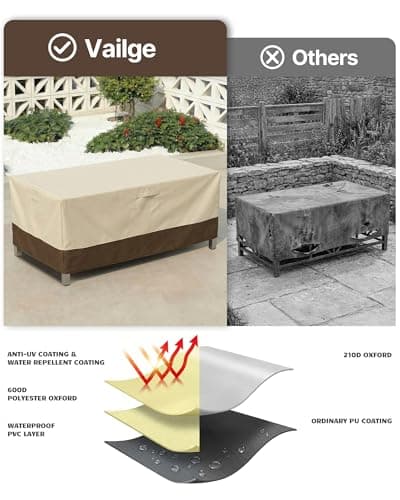 Vailge Rectangular/Oval Patio Table Cover, Heavy Duty Waterproof thumbnail 5