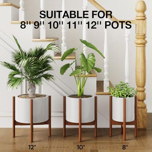 MUDEELA Adjustable Bamboo Plant Stand — Fits 8 to 12 Inch Pots, Mid Century thumbnail 3
