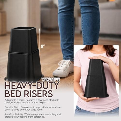 Utopia Bedding Adjustable Bed Risers 3 & 5 Inch, Black, 4-Pack thumbnail 4